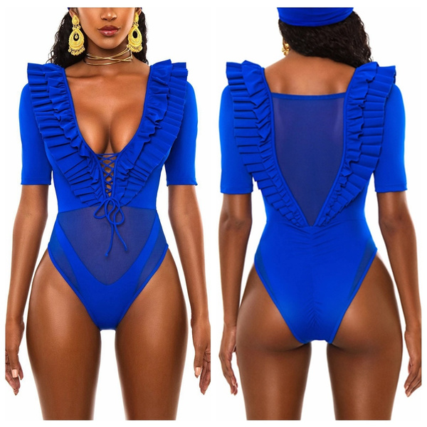 long sleeve mesh one piece swimsuit