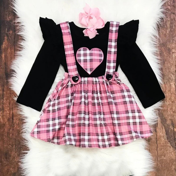 Baby girl hotsell plaid suspender skirt