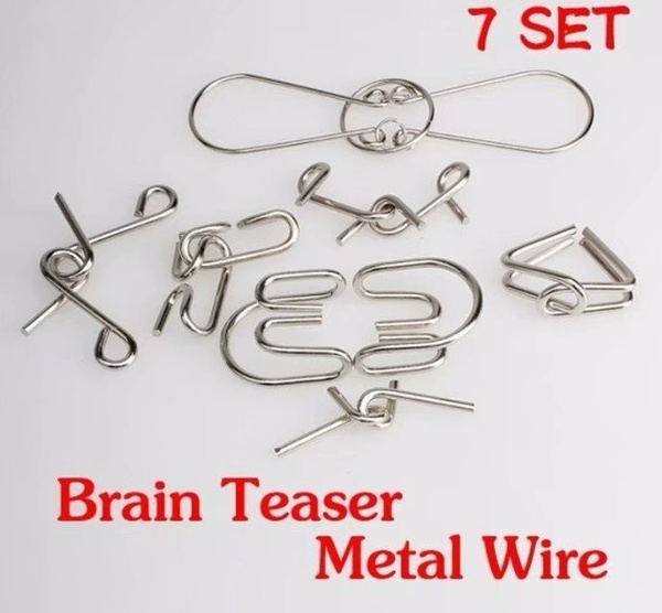 New 7/14pcs IQ Test Toys Funny Mind Game Portable Brain Teaser Metal Wire  Puzzles Magic Trick Compact Puzzle Ring Toy | Wish
