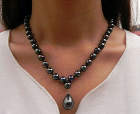 necklace18, black, Jewelry, 8MM