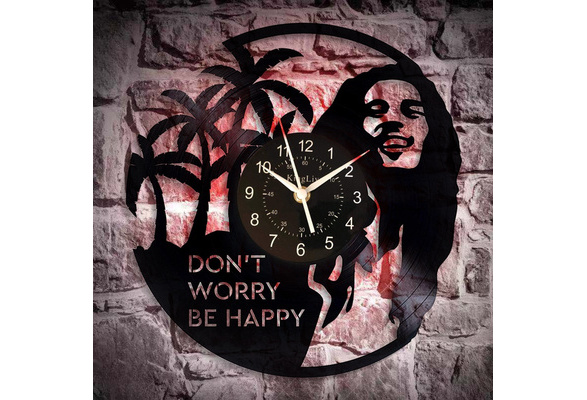 Bob Marley Dont Worry be Happy Vinyl Record Wall Clock LP Art Decor Best Gifts 