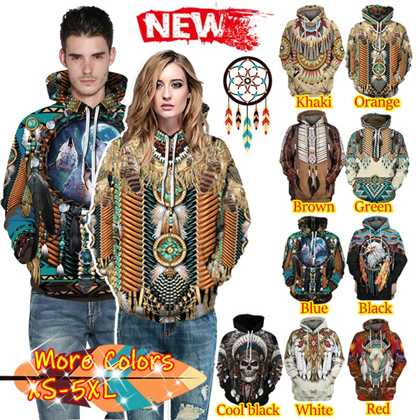 native american print moletom com capuz