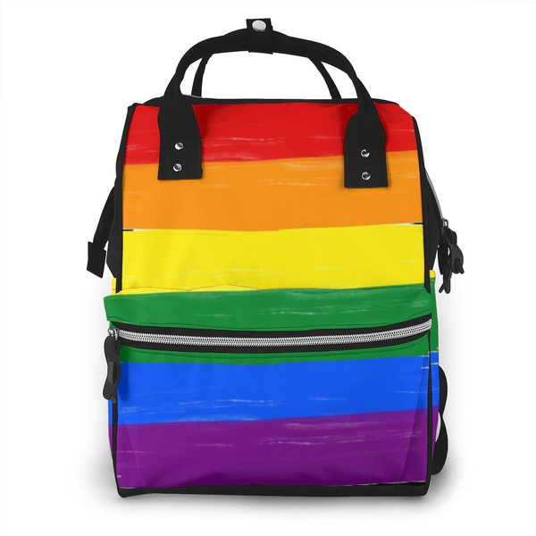 Pride Rainbow Flag Diaper Bag Backpack Large Capacity Waterproof