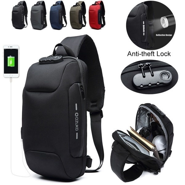 Anti-theft Combination Lock USB Charging Shoulder Bag