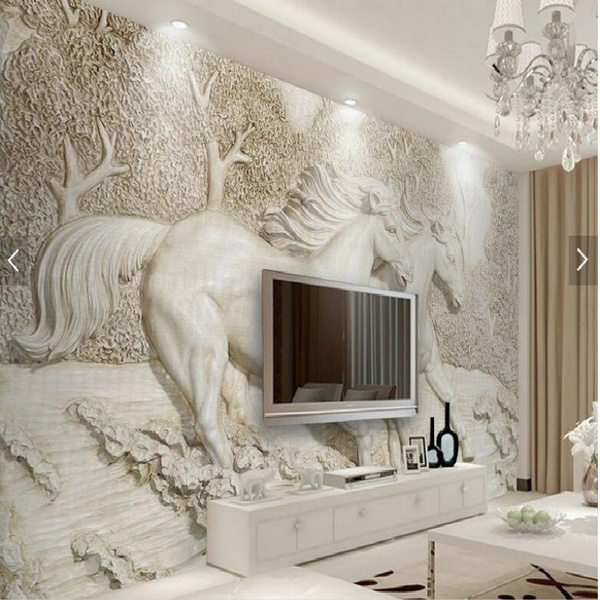 Embossed white horse wallpaper murals for living room sofa TV wall bedroom kitchen wall papers home decor restaurant cafe one size | Wish Embossed white horse wallpaper murals for living room sofa TV wall bedroom kitchen wall papers home decor restaurant cafe one size | Wish