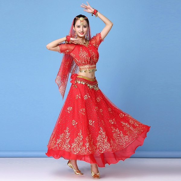 Bollywood Dress Costume Women Set Indian Dance Sari Belly Dance