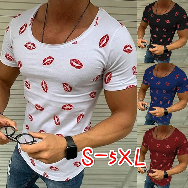 Shirts for Men Short Sleeve Slim Fit Graphic Tee Shirt Summer