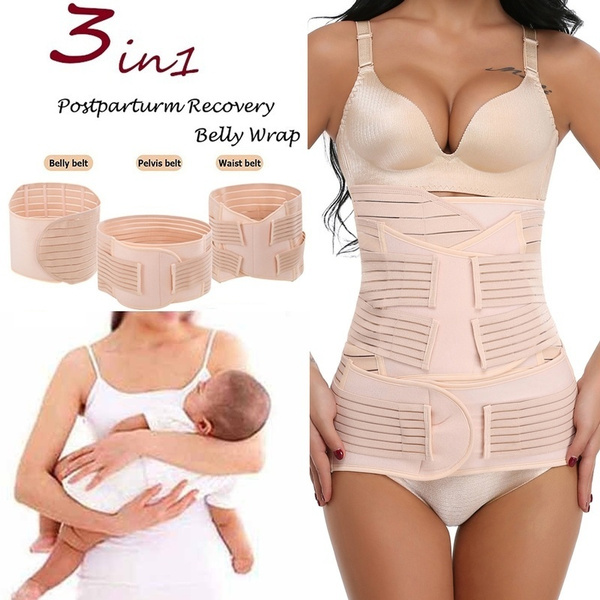 3 In 1 Postnatal Waist Trainer Supports Belly/Waist/Pelvis Belt Body Shaper  Shapewear C-Section After Birth Girdle Back Support Belly Wraps