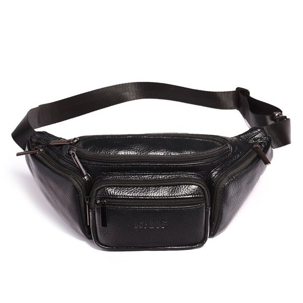 Men s Real Leather Designer Fanny Pack Sport Chest Bag Dad Belt