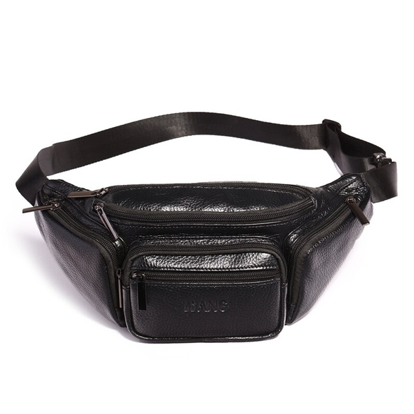Men's Real Leather Designer Fanny Pack Sport Chest Bag Dad Belt