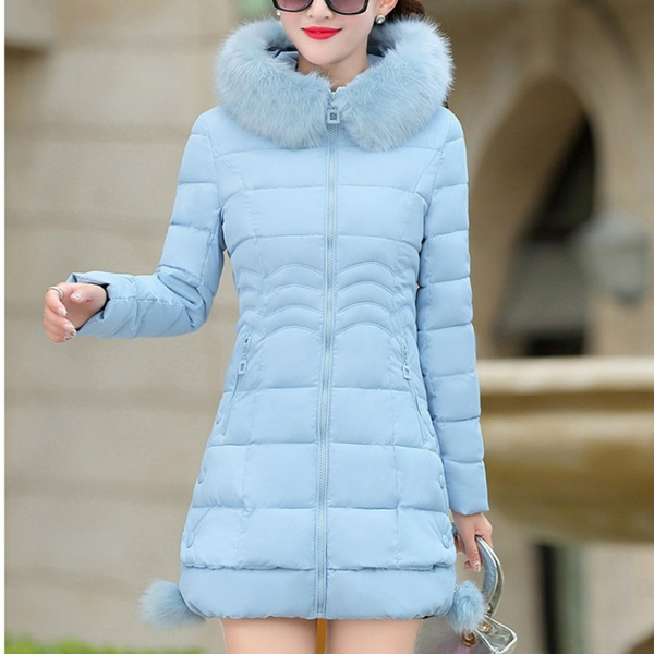 Winter Hooded Women'S Cotton Down Coat Women Long Slim Fit Cotton