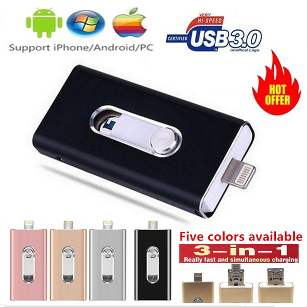 3in1 USB3.0 Usb Flash Drive for IPhone/iPad/Android/PC I-Flashdrive Pen  Drive /Otg Usb Flash Stick for Apple&android &USB