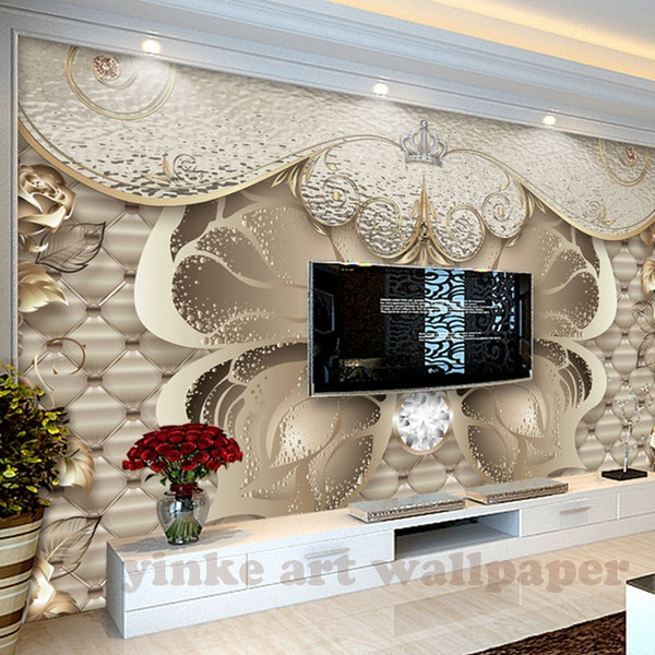 Wall Panel Wallpaper Diamond Jewelry gold peony Background Modern Europe Art Mural for Living Room Large Painting Home Decor one size | Wish Wall Panel Wallpaper Diamond Jewelry gold peony Background Modern Europe Art Mural for Living Room Large Painting Home Decor one size | Wish