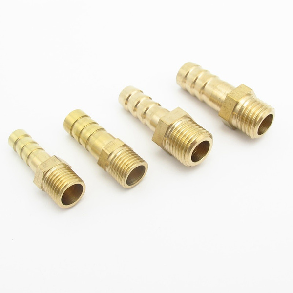 Xucus 3mm OD Hose Barb x M5 Metric Male Thread Brass Barbed Pipe Fitting Coupler Connector Adapter Splicer for Fuel Gas Water