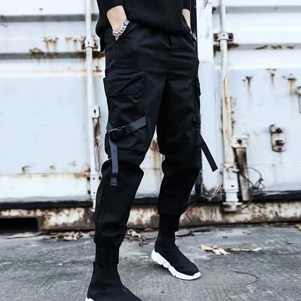 Cool Black Cargo Pants Men Harem Pants 