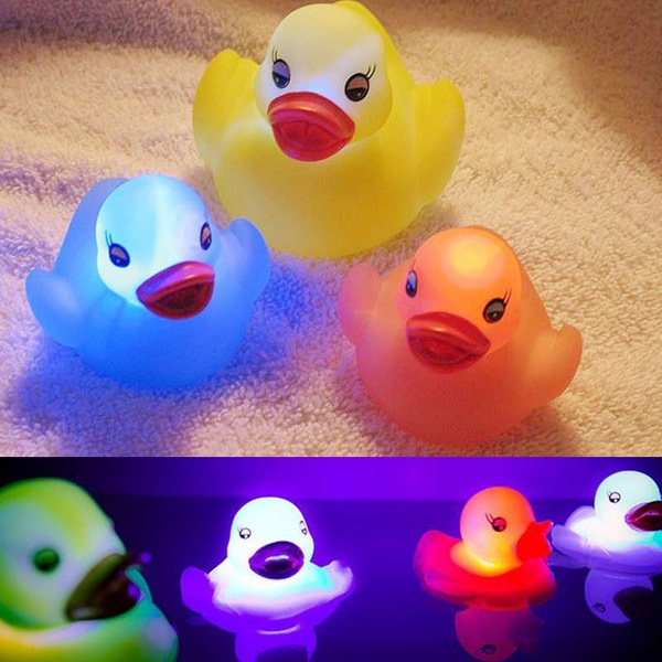 1pc Water-sensing Duck Baby Light Up Floating Swimming Toys Christmas Gifts Cute 