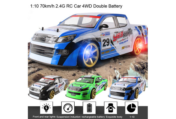 1:10 70km/h RC Car 4WD Double Battery High Power LED Headlight Racing Truck USA