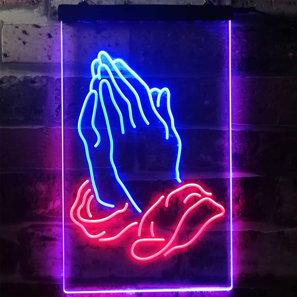 New Namaste Praying Hands Decor Artwork Acrylic Light Lamp Neon Sign 24" 