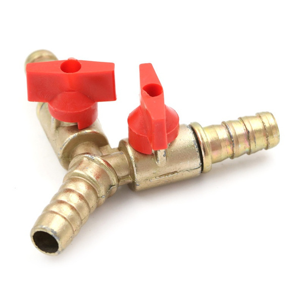 3 Way Tee Brass Y Shut off Ball Valve 3/8" 10mm Barb Fuel Gas Oil