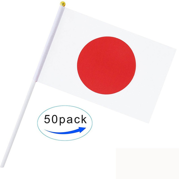 Japan Flag Japanese Hand Held Mini Small Stick Flags For Party Classroom Garden Olympics Festival Clubs Parades Parties Desk Decorations 20 pack