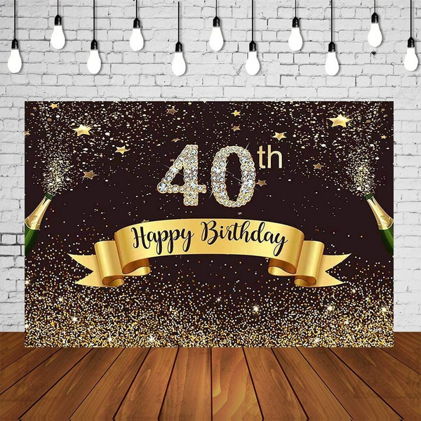 Adults Birthday Party Backdrop 40 Years Old Woman Man 40th Birthday Photography Studio Background Black Golden Wall Decorations Wish Adults Birthday Party Backdrop 40 Years Old Woman Man 40th Birthday Photography Studio Background Black Golden Wall Decorations Wish