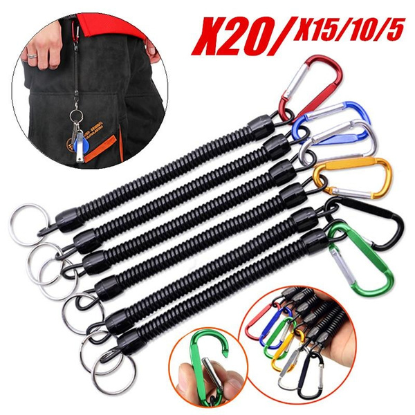 5/10/15/20Pcs Fishing Lanyards Boating Ropes Retention String Fishing Rope  With Camping Carabiner Secure Lock Fishing Tools Accessories