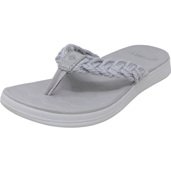 Sperry Seabrook Womens 11 Sandals Nautical Thong Blue Grey Flip Flop Shoe  Flats | eBay