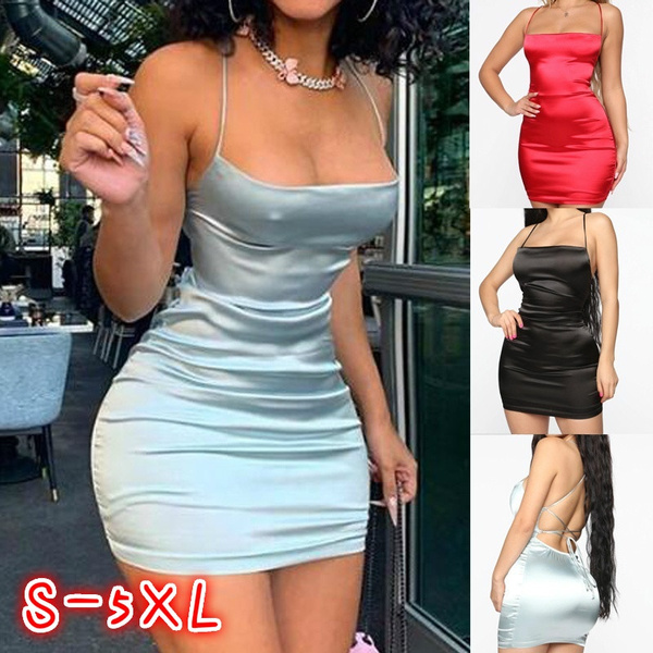 Satin Spaghetti Straps Mini Dress