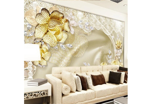 Wallpaper 3D gold diamond luxury rose jewelry wall living room bedroom  murals papel de parede,living room tv sofa wall bedroom wall papers home  decor | Wish