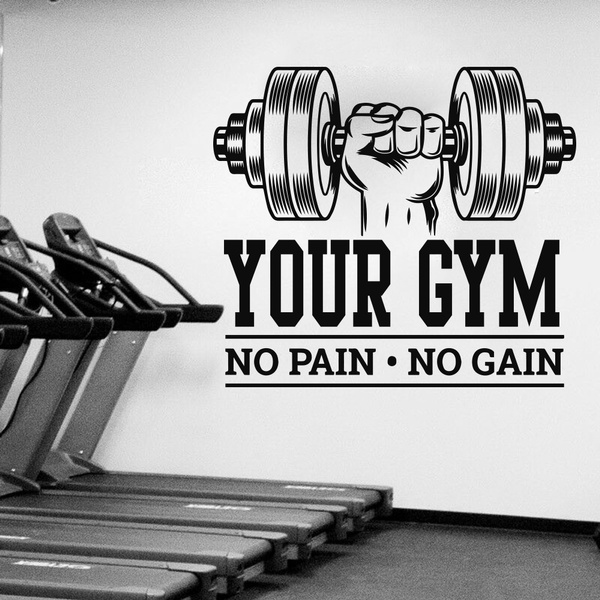 Custom Name Gym Bodybuilding No Pain No Gain Wall Sticker Workout ...