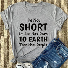 Funny Tee, Cotton Shirts for Women, Loose Short Sleeve Shirt for Summer Spring and Fall