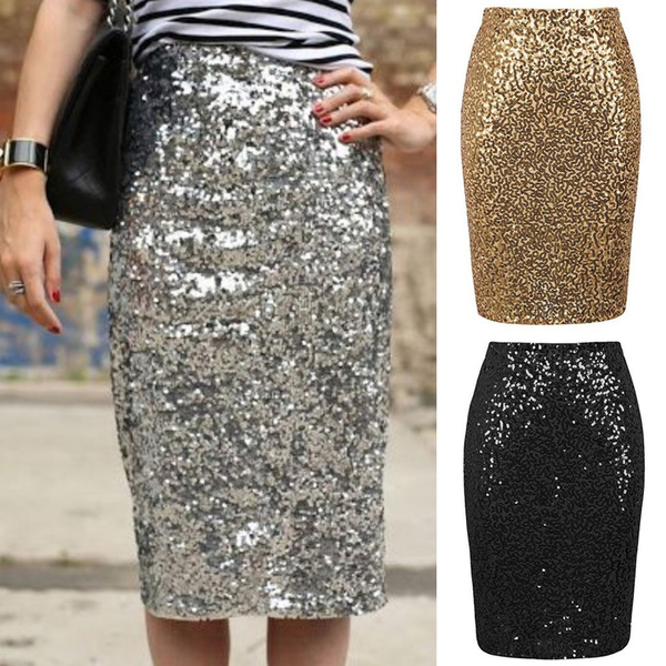 Sexy Glitter Shiny Sequin Pencil Skirt 