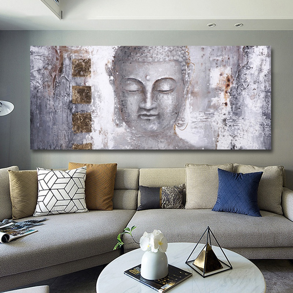 Abstract Buddha Painting Canvas Wall Art Modern For Living Room Prints Poster Wish - Buddha Wall Art Canvas