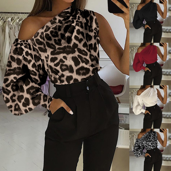 Leopard print off the shoulder online top