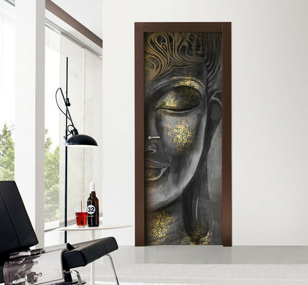 9055968 Black and white photo wall sticker wall mural Face of budda statue