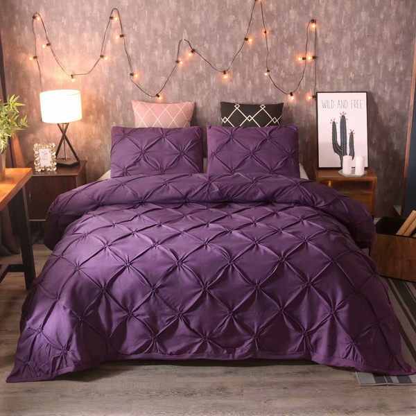 Luxury Purple Duvet Cover Pinch Pleat, Purple Duvet Cover Sets