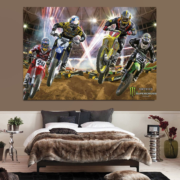  NewBrightBase Motocross Dirt Bike Jump Sport Fabric Cloth  Rolled Wall Poster Print - Size: (40 x 24): Posters & Prints