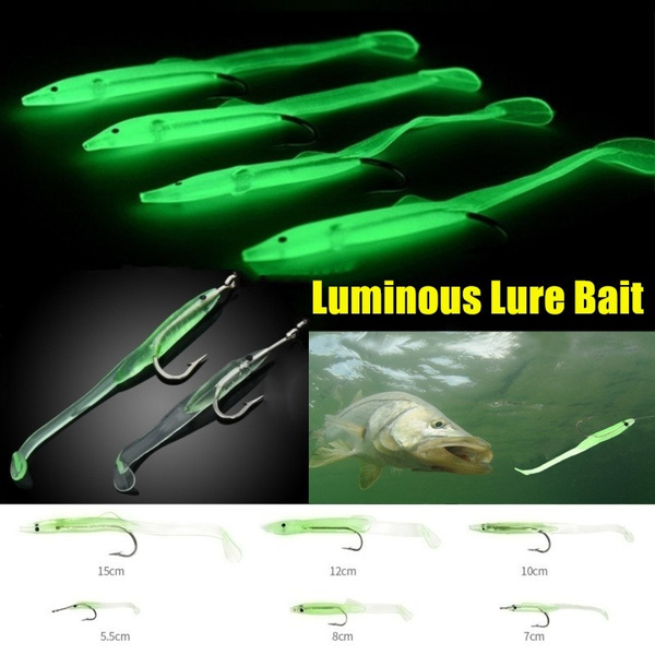 Luminous Glow Fishing Lure with Hook Soft Artificial Fishing Bait Lures  Glowing In The Dark