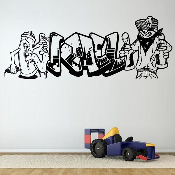 Graffiti Personalized Name Art Spray Wall Stickers For Nurser Kids Room Boys Bedroom Home Decor Vinyl Art Wallpaper Decals Wish