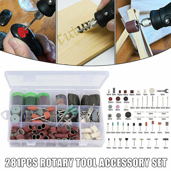 281X Rotary Drill Tool Accessories Bit Set Polishing Sanding For Dremel w/ Case
