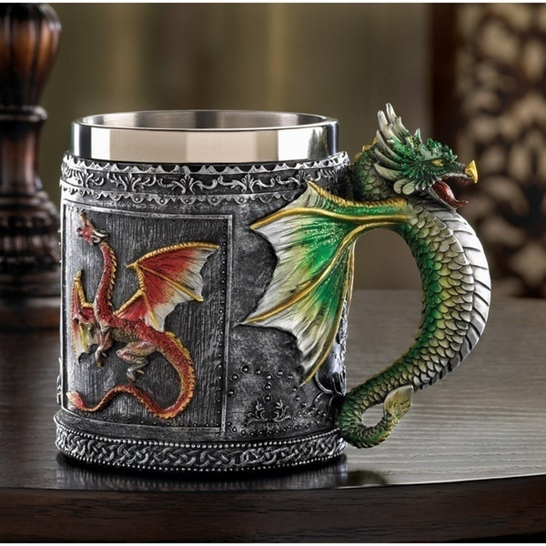 Medieval royal faucet stainless steel cup flying dragon cup 3D ...