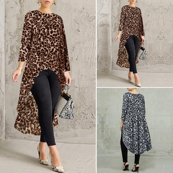 high low leopard top