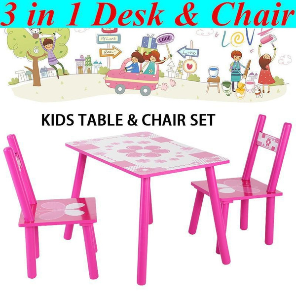 Childrens Wooden Table And Chair Set Kids Childs Studying Painting Home School Wish Chair Set Kids Childs Studying Painting, Pink Wooden School Desk