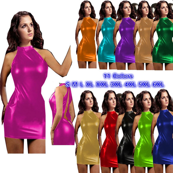 S-6XL Candy Color Sexy Women Mini Dress 