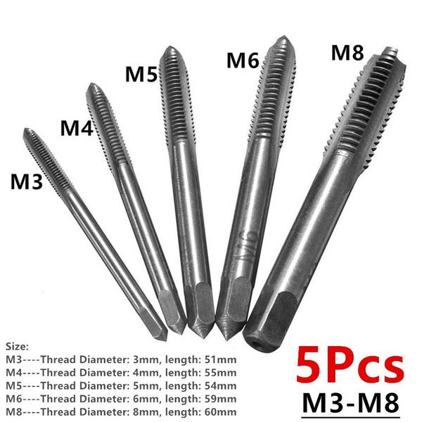 M3/M4/M5/M6/M8 HSS Metric Straight Flute Thread Screw Tap Plug Tap Drill Bits 
