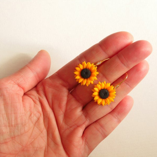 Sunflower Polymer Clay Earrings
