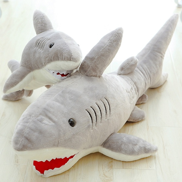 Shark Shaped Plush Toys Pillow Back Cushion Doll Gift Animal Bolster 70cm UK 