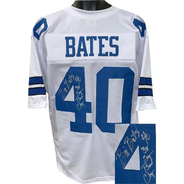 Athlon Sports Bill Bates signed Dallas Cowboys 8x10 Photo #40 (navy jersey)