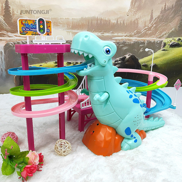 New Climbing Stairs Toys Dinosaur Slide Railcar Track Toys Entertainment  Intellectual Development Interesting Gift Funny Music h