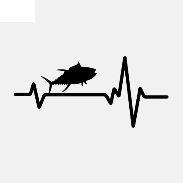 Download 16 8cm 7 8cm Car Sticker Heart Beat Line Animal Fish Fishing Tuna Albacore Blue Fin Vinyl Decal Black Silver C24 0538 Wish